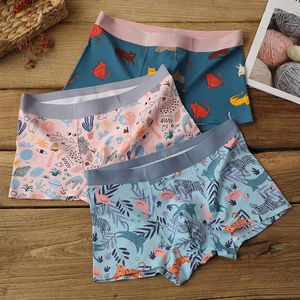 Underpants Cartoon Printed Underwear Men's Boxer Shorts Modal Cotton Seamless Mid-waist Business Briefs Calzoncillos Bragas