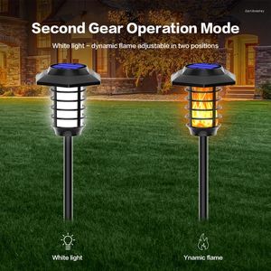 48/66 LED Solar Flame Lamp Outdoor Torch White Lights Waterproof Landscape Lawn Dancing Flicker för trädgårdsdekor