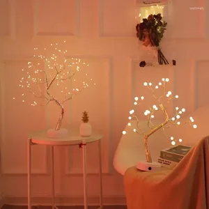 Luci notturne Luce a LED Albero di Natale Filo di rame Lampada ghirlanda per la decorazione della camera da letto di casa Lampada da tavolo per illuminazione natalizia