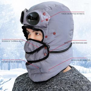 Berets Thermals Winter Trapper Hat Windproof Cold-Proof Windshield Warm Cotton Cap Outdoor Ly