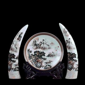 Vasen, antikes Keramik-Lvory-Vasen-Set, klassische chinesische traditionelle Platte, moderne Pastellfarben, große Statuen, Skulpturen, Heimdekoration, Zubehör