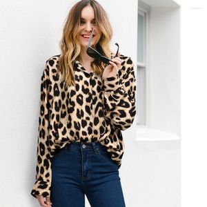 Women's Blouses The Europe And United States Foreign Trade Large Size Ladies' Loose Off Leopard Long Sleeve Shirts POLO Brought Fat Youn