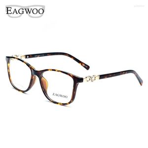 Sunglasses Frames Fashion Acetate TR90 Women Female Eyeglasses Full Rim Crystal Optical Frame Prescription Plain Clear Elegant Eye Glasses 2