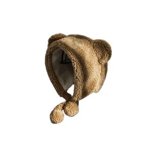 Beanies Beanie/Skull Caps vinterhattar för kvinnor 2023 Söta björnörar varm hatt khaki vindtät mössa plus storlek ull plysch öronlapp