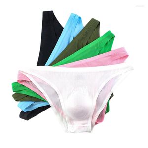 Unterhosen 8PCS Männer Slips Eis Seidige Unterwäsche Sexy Transparent Flut Männliche Ultra Dünne Niedrige Taille Schlank Bikini Homosexuell Mann höschen