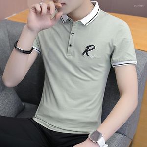 Men's Polos Men Polo Shirt Short Sleeve 2023 Summer Lapel Thin Cotton Male Teenage Boy Tops Black White Gray Korean Style P15