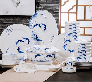 Dinnerware Sets Blue And White Porcelain Bowl Set Creative Gift Box Sales Promotion Jingdezhen Ceramic Rice Tableware Household