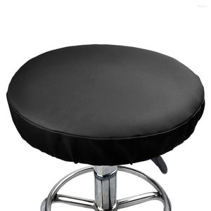 Chair Covers 2Pcs/Lot Stretch Cover Faux Leather Stool Round Dentist Seat Slipcover Dining Protector