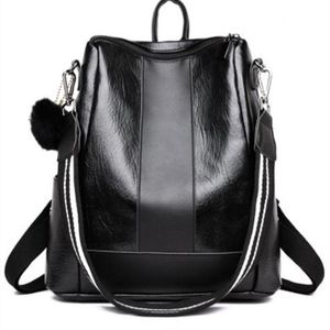 Outdoor-Taschen PU-Leder Rucksack Schwarz Braun Frauen Schulter Rucksack Weibliche Tasche Anti Dieb Schule