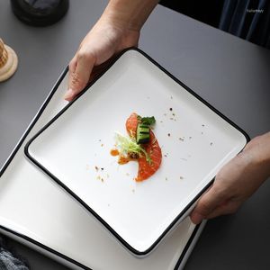 Tabliczki kwadratowe el restauracja zachodnia koncepcja artystyczna prosta czarna linia stek makaron chiński ta