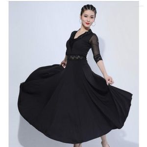 Stage Wear D0818 Lady Ballroom Dancing Dress Female Velvet And Milk Silk Dance Lace Decorate V Neck Costumes Modern Costums