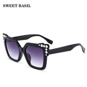 Occhiali da sole Sweet Basil 2023 Personalità dell'occhio di gatto retrò quadrata Cateye Black Sun occhiali oversize UV400
