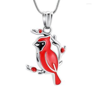 Collane con ciondolo Collana di cremazione in acciaio inossidabile cardinale rosso / blu per le ceneri dei propri cari Ricordo di uccelli Urna commemorativa Gioielli Donna UomoP