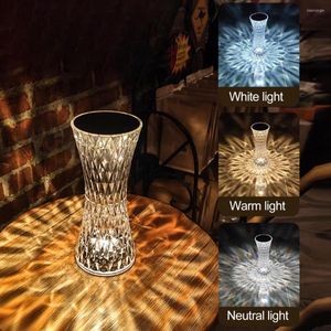 Night Lights Tower Shape Dimmable Projector Desk Lamps With Remote Control USB Rechargeable Faux Crystal Ambient Light Home Decoration