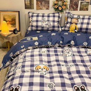 Conjuntos de cama para cães fofos para crianças lençóis planos de cama de cama de linho de linho da colcha da colcha da capa da colcha Kawaii meninos meninas