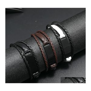 Link Kette 2021 Stil Handgewebte Mtilayer Armbänder Kombination Zubehör Herren Lederarmband Mode Mann Schmuck Großhandel Drop De DHPOY