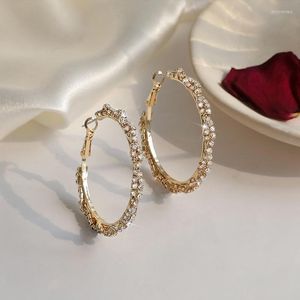 Brincos de argola Círculo de zircão de luxo para mulheres Trendy Vintage 2023 Coréia Moda simples Crystal Romantic Jewelry Gift