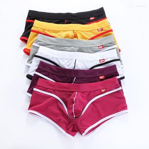 Underpants Men Mesh Breathable Underwear Patchwork Elastic Boxer Short Panties Comfort Men's