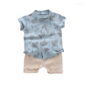 Completi di abbigliamento Moda estiva Vestiti per neonate Completi per bambini Camicia di cotone per ragazzi Pantaloncini 2 pezzi / set Tute per bambini casual per bambini