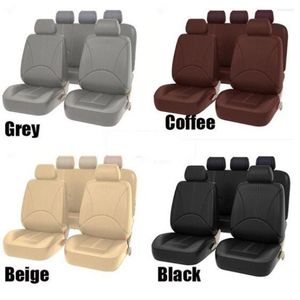 Car Seat Covers Universal Cover For Cars Full Set PU Leather Front & Rear Back Cushion Pad Mat Auto Protector Truck SUV Sedan