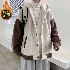 Erkek Hoodies Kaşmir Kazak Kazak Kore Moda Kapşonlu Hırka Ceket Kalınlaştırılmış Hong Kong Rüzgar Giysileri Gevşek İns Sonbahar ve Kış