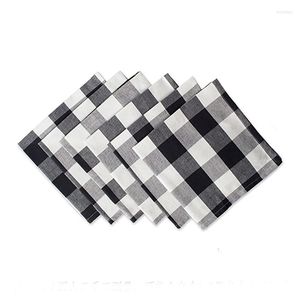 Table Napkin 10PCS Durable Plaid Napkins Dish Mat Dinner Cloth Black White Bib For El Party Restaurant Banquet Decoration