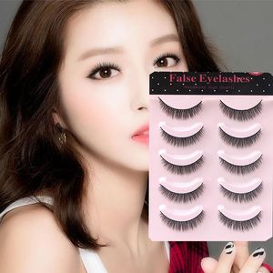 False Eyelashes 5 Pairs Style Natural Extensions Two Tip Lashes C/D Curl Cils Make Up Eyelash Beauty Tools