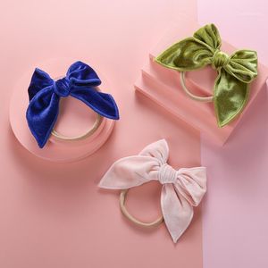 Аксессуары для волос Big Bows Headsdel Velvet Girls Thin Nylon Double Sayer Match Winter Kids Party Hairless Tracels1