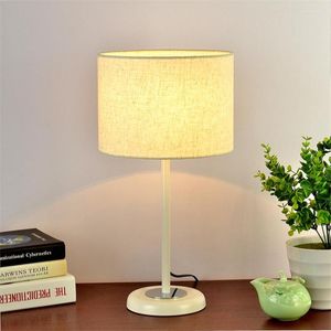 Table Lamps American Round Fabric Bedroom Bedside Lamp Nordic Modern Warm Living Study Retro Metal Reading Desk Lights Fixtures