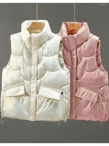 Gilet da donna Gilet in cotone Gilet da donna senza maniche Gilet da donna Casual allentato corto Cappotto caldo da donna Cerniera Moda Capispalla Jacken Damen