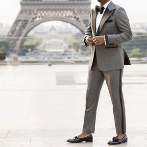 Ternos masculinos Blazers Terno cinza Men atingiu o design mais recente traje para noivo de casamento figurino de smok