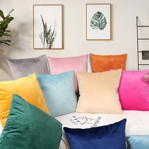 Pillow Cover Solid Color Velvet Fabric Serging Square 45 Throw Pillowcase Home Decorative