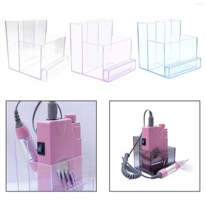 Nail Art Kits 3 Colors Drill Bits Empty Storage Box Holder Stand Display Container Clear Blue Machine Organizer Manicure Tools