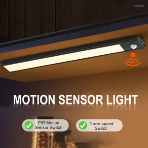 Night Lights 3 Color Motion Sensor Closet Light Wireless LED Cabinet USB Rechargeable Kitchen Wardrobe Lighting Lamp