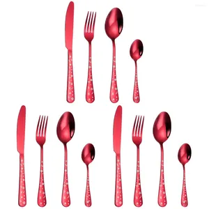 Dinnerware Sets 3 Stainless Steel Christmas Tableware Cutlery Set Retro Flatware Gifts (Red)