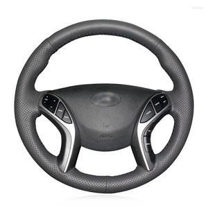Steering Wheel Covers Hand-stitched Black Artificial Leather Car Cover For I30 Elantra GT Coupe 2011 2012 2013-2023