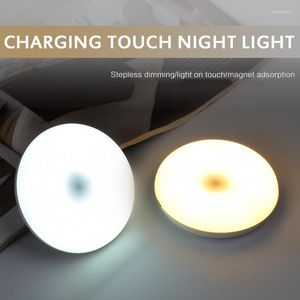 Nattlampor LED Touch Light Magnetic Recheble Bedside Bedroom Cabinet Wall Corridor Stair Lighting