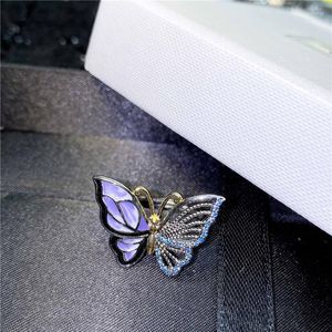 Wedding Rings Purple Glue Butterfly Opening Ring Female Dainty Hollowed Enamel For Women Jewelry Vintage Fashion Gold Color