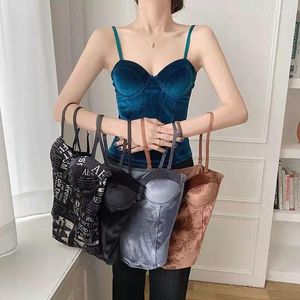 Women's Tanks French Top Velvet Beautiful Back Small Sling For Women Bust Bottom Vest One-piece Bra Inside