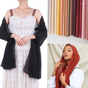 Eşarplar Moda Kadınlar Katı Şifon başörtüsü, anında hijab fular müslüman şal giymeye hazır