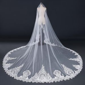 Bridal Veils Ivory Lace Applique Edge Long Cathedral One Layer Wedding Veil Accessories Fashion Korean Brides Handmade