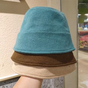 Berets Autumn Winter Wool Cap Women Solid Knitting Bucket Hat Casual Japanese System Hundred Take Fisherman Warm Gorras Hombre