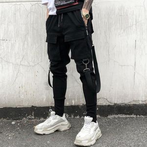 Męskie spodnie boczne kieszeń ołówku hip hop patchwork cargo Raptedpanty joggers spodni wolny styl fajny chłopiec prezent naom22