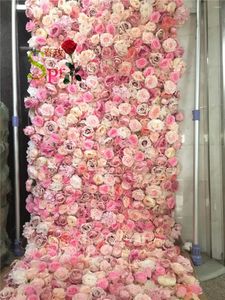 Flores decorativas Spr Plants Green Plants Roses Hydrangea Artificial Flower Roll Up Wall para Wedding Baby Show Party Birthday Party