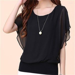 Women's Blouses Summer Style Women Fashionable O-Neck Chiffon Shirts Bat Sleeve Solid Color Loose Tops BlusasMM0150