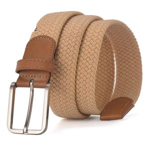 Belts Men Women Casual Knitted Belt Woven Canvas Elastic Expandable Braided Stretch Plain Webbing Strap Designer