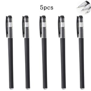 5pcs/set 0.5mm Siyah Jel Kalem Öğrenci Sınav Kırtasiye Tedarik Hızlı Kuru Karbon Kalem Öğretmeni Çocuk Hediyeleri Ofis Ürünleri Toptan