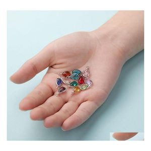 Charms Waterdrop Birthstone Crystal 12 miesięcy kamieni urodzinowych do ręcznie robionej biżuterii DIY Robienie 8 mm sier plastowane kolczyki dostawa f dht2y