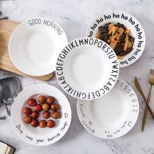 Placas de talheres de cerâmica minimalista nórdica Placa de bolo de frutas Salada de bolo de frutas Placa de mesa europeia aquecimento de forno de microondas europeu