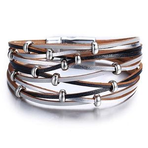 Link braccialetti a catena in pelle multistrato di gioielli in moda per donne design alla moda perle a doppio avvolgimento dei braccialetti